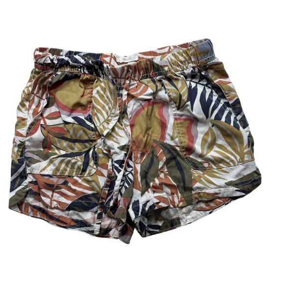 C&C California Pants - C&C California Tropical Leaf Print Lyocell Shorts Elastic Waist Womens Med #220